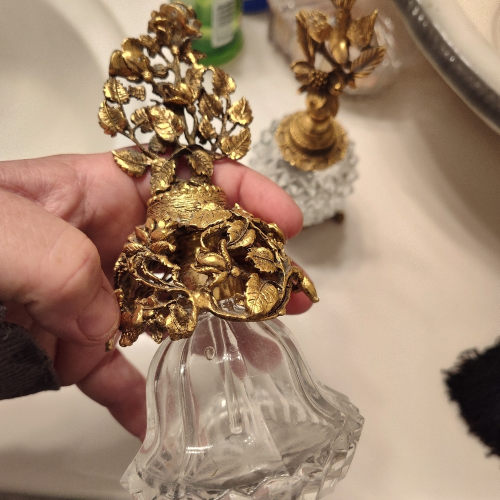 Elegant Vintage Gold Tone and Crystal Perfume Bottle 8 piece Set - Picture 8 of 16